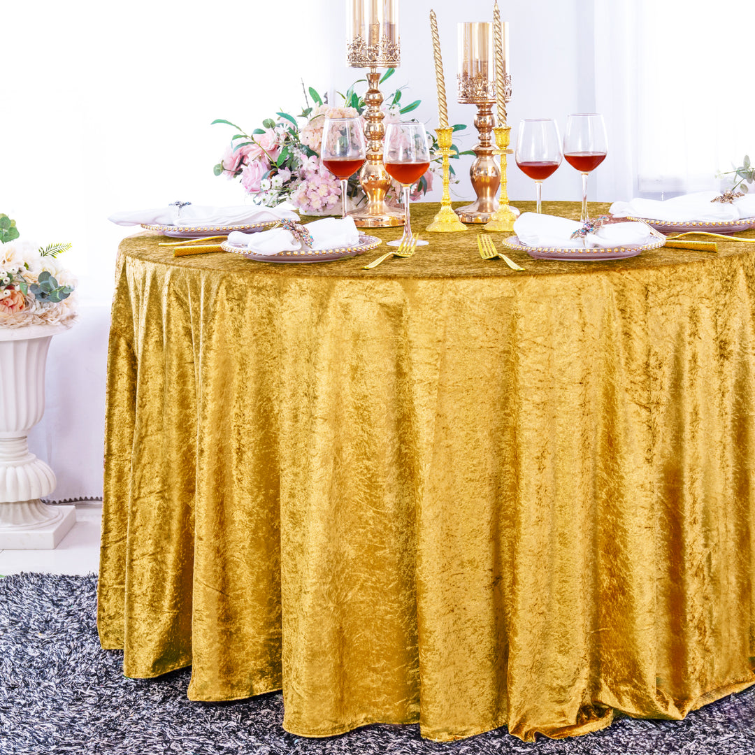 Premium Ice Crushed Velvet Round Tablecloth