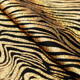 Roxy Zebra Nylon Spandex Fabric - Sparkly Hologram Zebra Print, Fuchsia, Green, Red, Silver, Gold On Black, 58-60" Width (1 Yard)