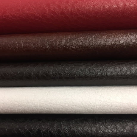 Henry Semi Glossy PU Leather Vinyl Fabric - Dark Brown, Black, Red, White, Saddle Brown, 56/58" Width (1 Yard)