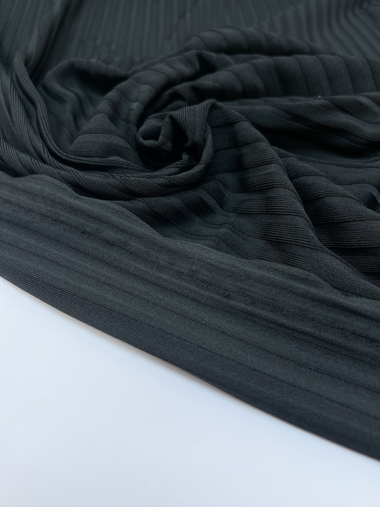 Black Polyamide Elastane Ribbed Knit