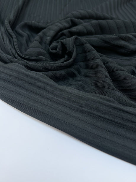 Black Polyamide Elastane Ribbed Knit