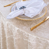Round Crushed Velvet Tablecloth 120" Champagne