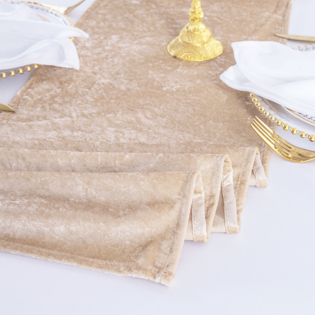 Crushed Velvet Table Runner 13x108 Champagne