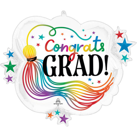 Foil Balloon Congrats Grad Rainbow Tassel