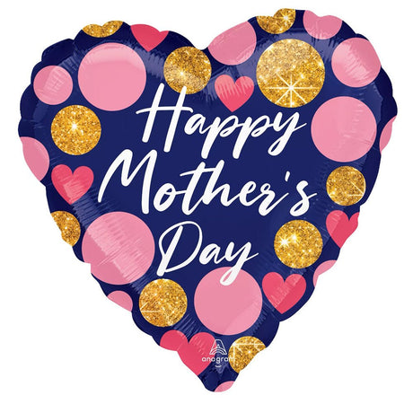 Mother's Day Foil Balloon 28 Inch Navy Dots