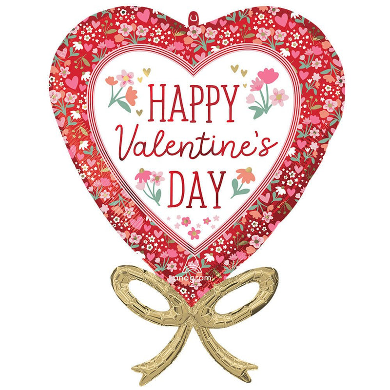 Foil Balloon Happy Valentine's Day Boho Bow