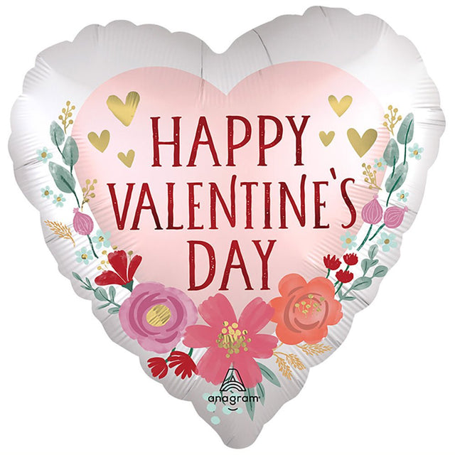 Valentine's Day Foil Balloon 28 Inch Romantic Flowers