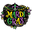 Mardi Gras Foil Balloon 28 Inch Glittering Beads