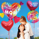 Foil Balloon 28 Inch Love You Mom Heart