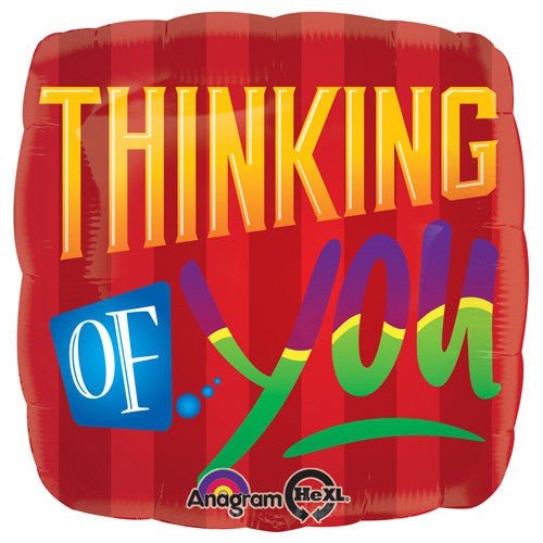 Foil Balloon Red Stripe Thinking Of You 28 Inch