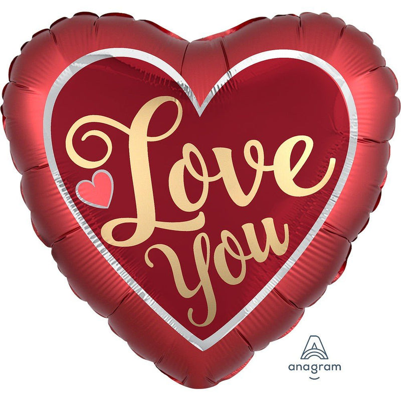 Heart Foil Balloon 28 Inch Sangria & Gold
