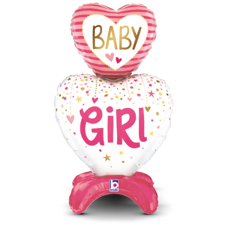 Foil Balloon Baby Girl Hearts 28 Inch