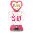 Foil Balloon Baby Girl Hearts 28 Inch