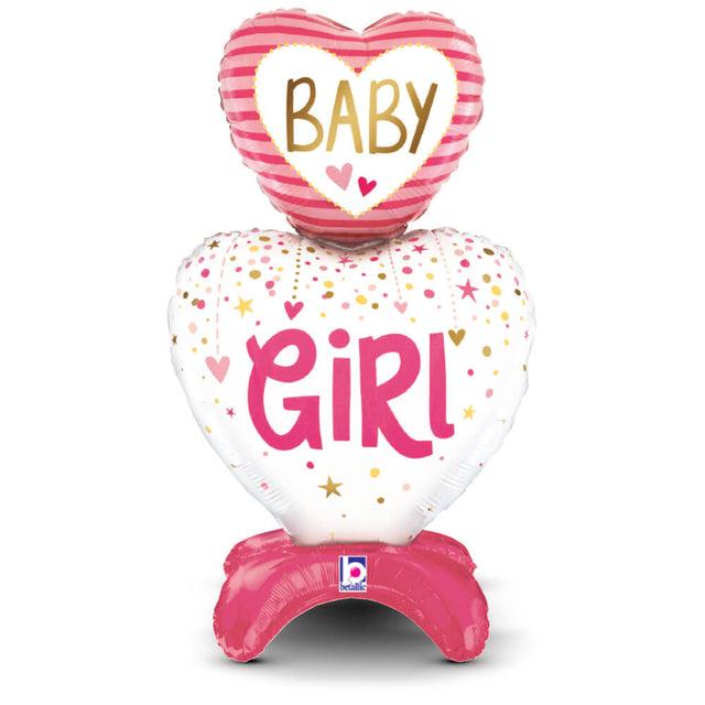 Foil Balloon Baby Girl Hearts 28 Inch