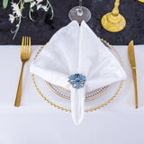 Crushed Velvet Cloth Dinner Napkins 20x20 White