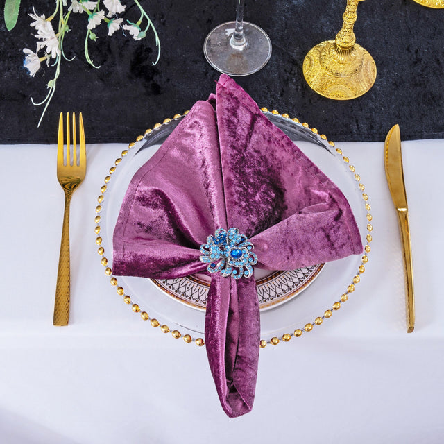Crushed Velvet Cloth Dinner Napkins 20x20 Mauve