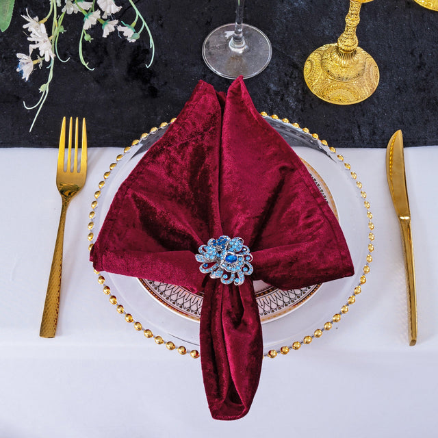 Crushed Velvet Dinner Napkin Sample 20x20 Burgundy