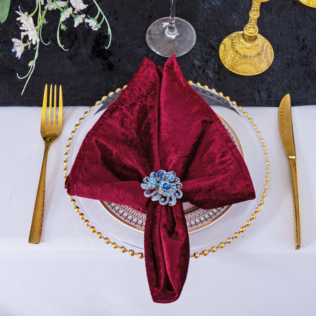 Crushed Velvet Dinner Napkins 20x20 Burgundy