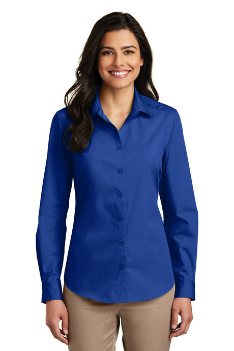 Port Authority® Women's Long Sleeve Carefree Poplin Shirt Lightweight Breathable Professional Top
