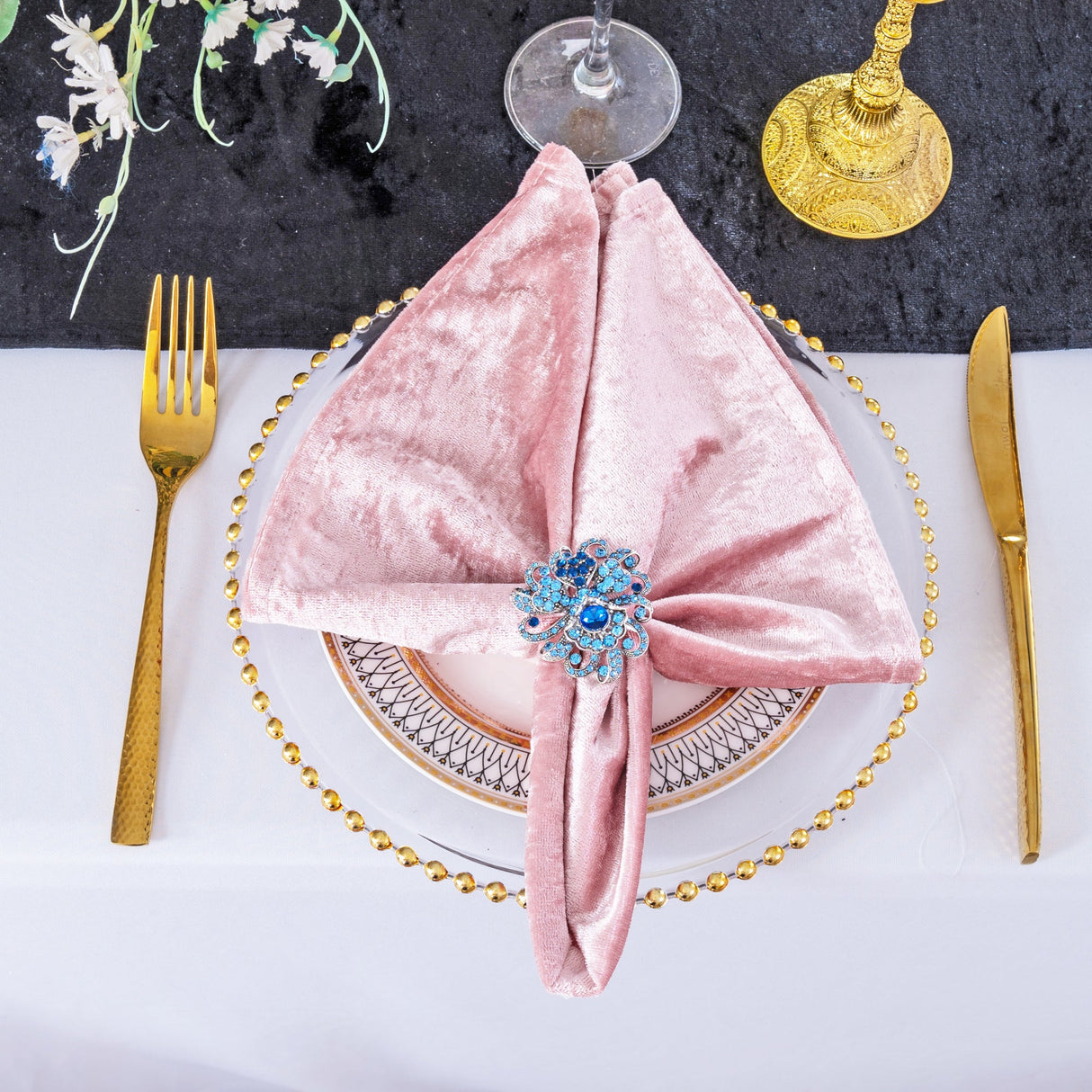 Crushed Velvet Dinner Napkin Sample 20x20 Blush Pink