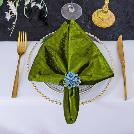 Crushed Velvet Dinner Napkin Sample 20x20 Moss Green