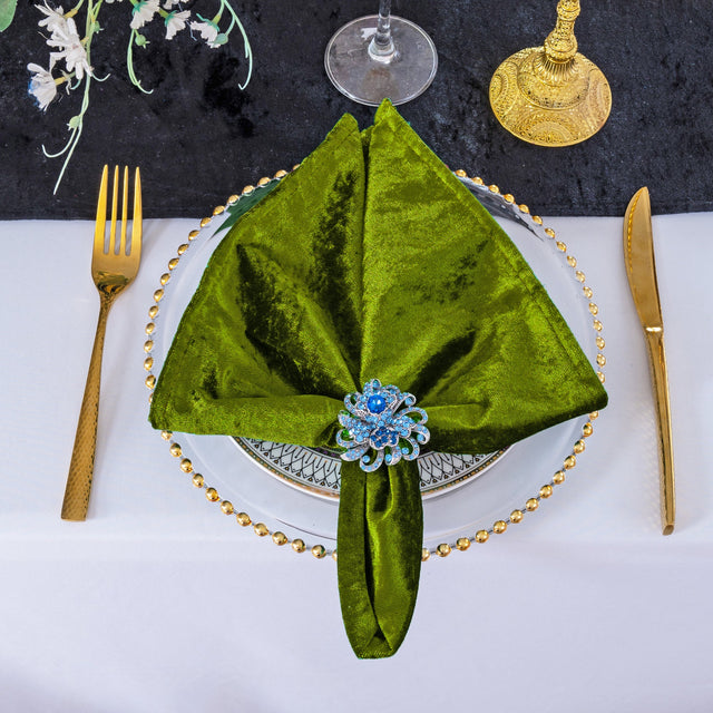 Crushed Velvet Dinner Napkin Sample 20x20 Moss Green