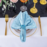 Crushed Velvet Cloth Dinner Napkins 20x20 Baby Blue
