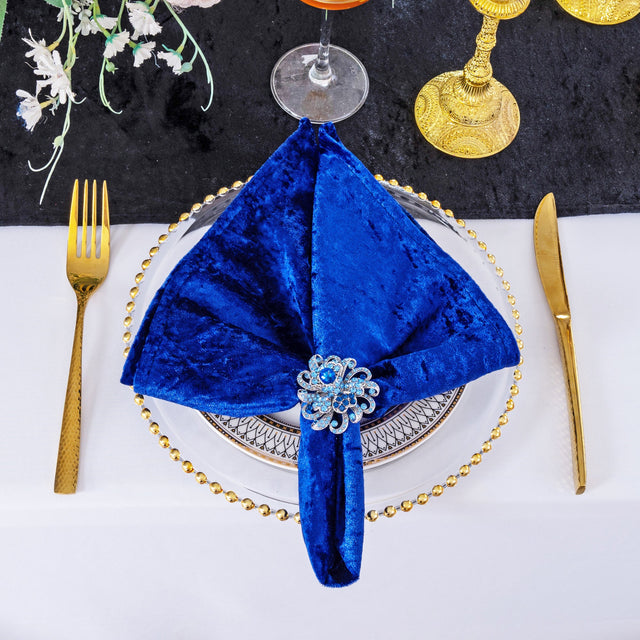 Crushed Velvet Dinner Napkin Sample 20x20 Royal Blue