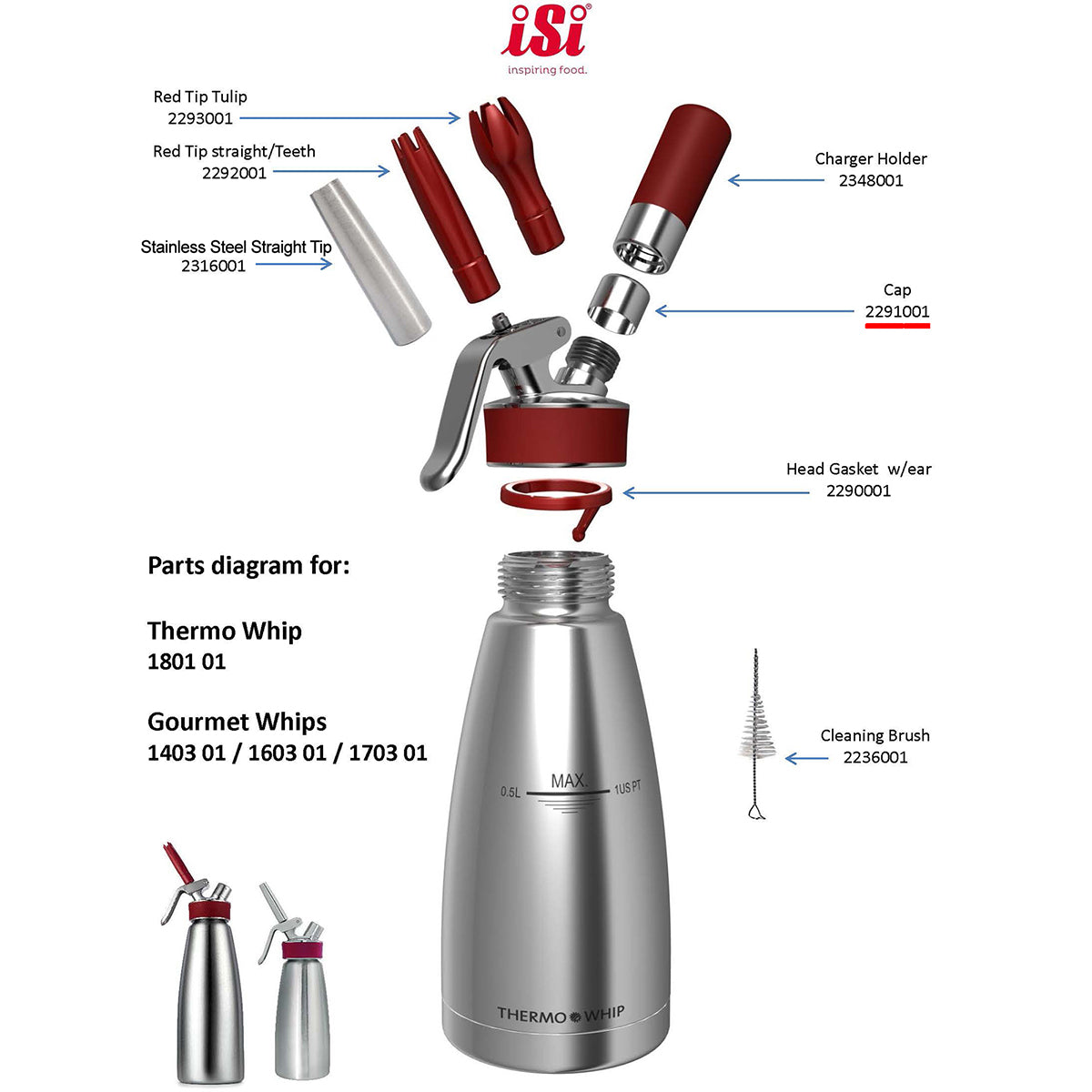 ISI 2291001 Cap for Gourmet and Thermo Whips