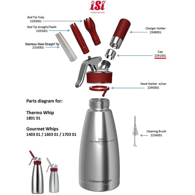 ISI 2291001 Cap for Gourmet and Thermo Whips