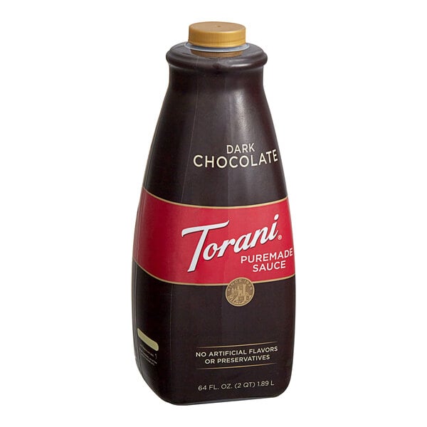 Torani Puremade Dark Chocolate Flavoring Sauce 64 fl. oz. - 4/Case
