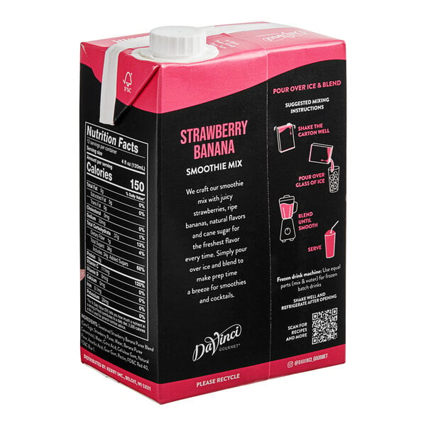 DaVinci Gourmet Strawberry Banana Real Fruit Smoothie Mix 48 fl. oz. - 6/Case