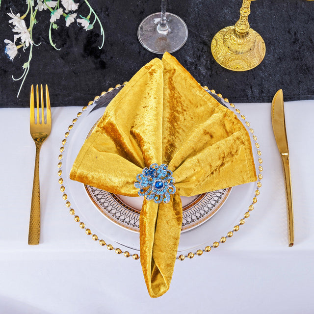 Velvet Cloth Dinner Napkins 20x20 Gold