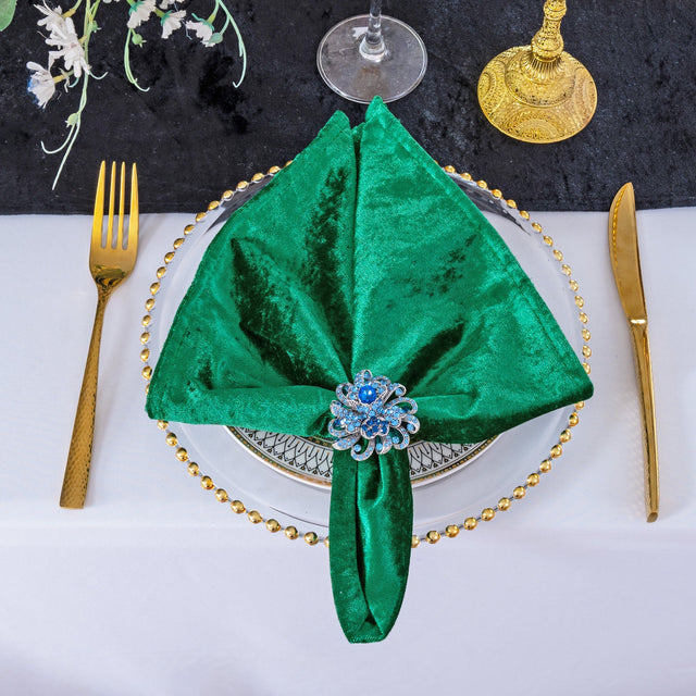 Crushed Velvet Dinner Napkin Sample 20x20 Emerald Green