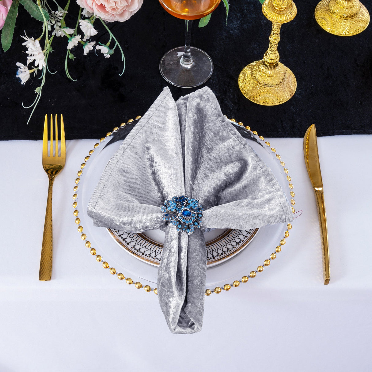 Crushed Velvet Dinner Napkin Sample 20x20 Silver
