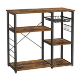 VASAGLE ALINRU Kitchen Baker’s Rack, Coffee Bar, Microwave Oven Stand, with Steel Frame, Wire Basket, 6 Hooks, 35.4", Rustic Brown