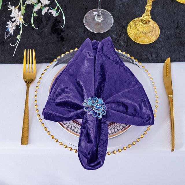 Crushed Velvet Dinner Napkin Sample 20x20 Regency Purple