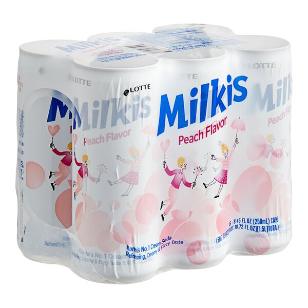Milkis Peach Milk Soda 8.45 fl. oz. - 30/Case