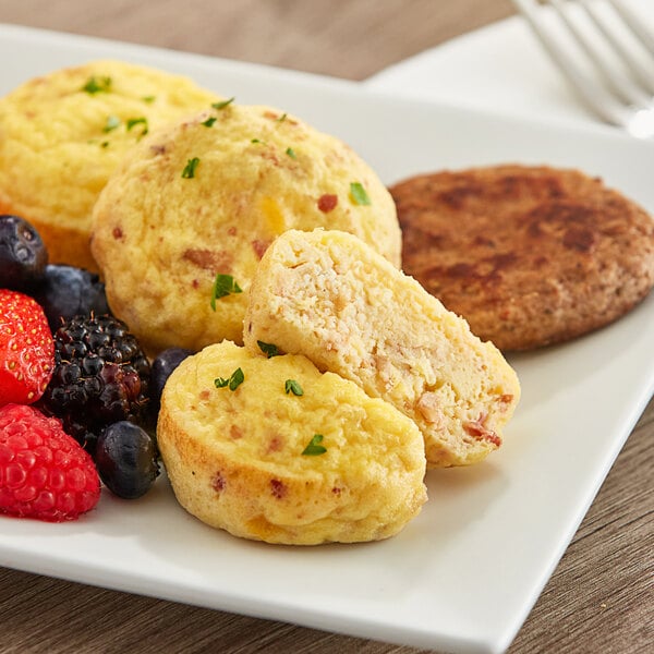 Abbotsford Farms Fully Cooked Cage-Free Bacon and Cheese Egg Bites 1.75 oz. - 120/Case