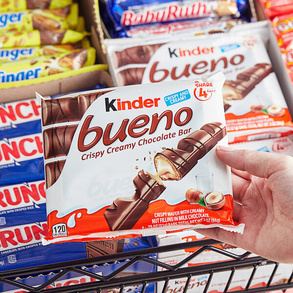 Kinder Bueno 4-Piece King Size Hazelnut Milk Chocolate Bar - 8/Box