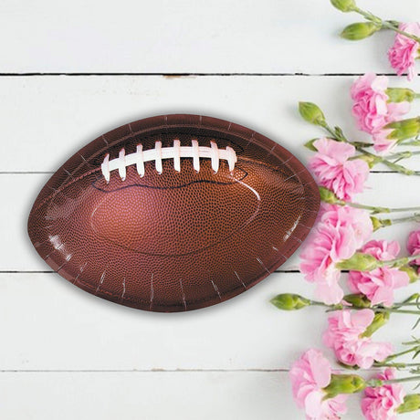 8 Count Football Shaped Paper Plates for Tailgate Party Food and Game Day Meals 11"