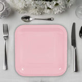 24 Count Light Pink Square Paper Dessert Plates Party Supplies Disposable Elegant 7"