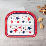 8 Count Patriotic Party Star Paper Dinner Plates with Compartments Red White Blue 8x9.5"