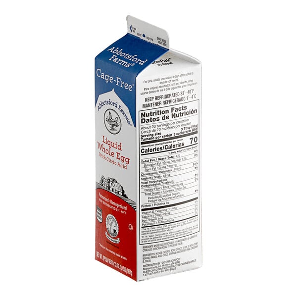 Abbotsford Farms Cage-Free Liquid Whole Eggs 2 lb. - 15/Case