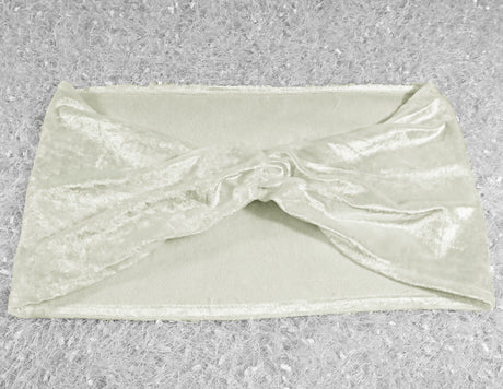 Ruffled Velvet Chair Bands Ivory 8x13