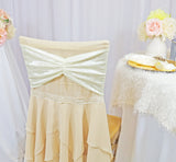 Ruffled Velvet Chair Bands Ivory 8x13