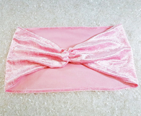 Ruffled Ice Crushed Velvet Chair Band Sample Pink