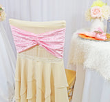 Ruffled Ice Crushed Velvet Chair Band Sample Pink