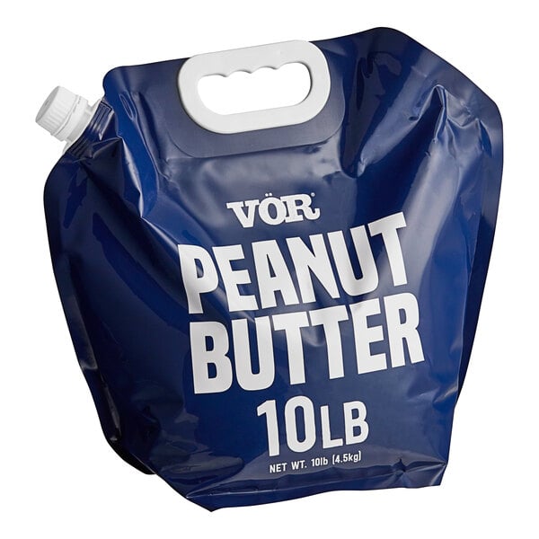 Vor Pure Unsalted Peanut Butter 10 lb. Pouch - 4/Case