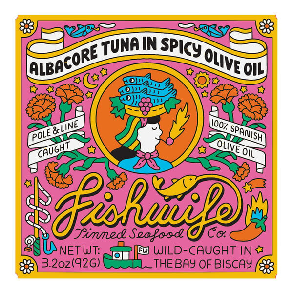 Fishwife Albacore Tuna in Spicy Olive Oil 3.2 oz. Can - 12/Case